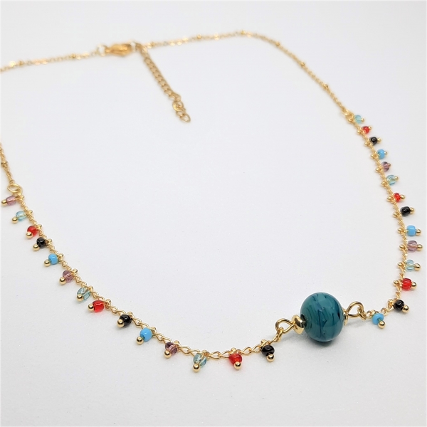 Collier ras de cou en perles de pierre de lune ombrées AAA